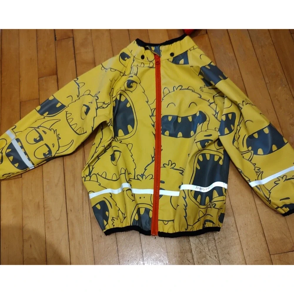 Orline-Pro Kids Reflective Rain‎ Jacket Detachable Hood Size 4T